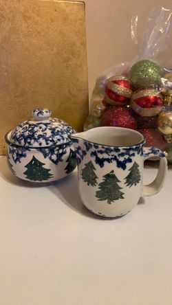 Vintage Holiday “Cabin in the Snow” Sugar Bowl & Creamer