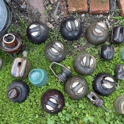 Vintage Glass And Ceramic Insulators 