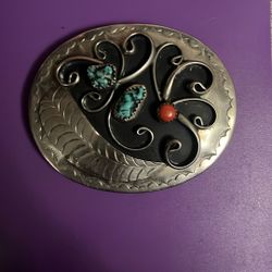 VINTAGE NAVAJO STERLING BELT BUCKLE