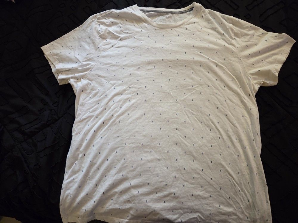 Old Navy Anchor Print Graphic T Shirt Adult XXL White Nautical All Over Print