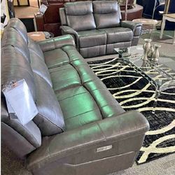 Brand New/ Charcoal Power Recliner Sofa and Loveseat/Living Room Furniture Set