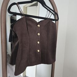 New Brown Suede Strapless 