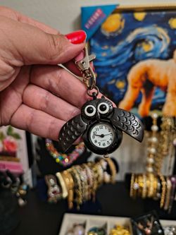 Black owl watch back charm or keychain