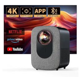 [Built-in APPS] 4K Projector with Wifi & Bluetooth, Jimveo 800 ANSI Native 1080P, Compatible with Netflix/YouTube/Prime Video, Electric Focus & 4P Key