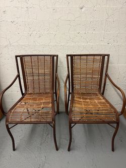 Pair of Rattan Bamboo Armchairs