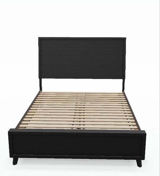 Mint Condition Queen Black Midnight Bed Frame W/ Matching  Framed Mirror