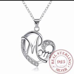 Mom Sterling Silver Pendant With Chain 