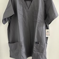 NWT SCRUB UNIFORM TOP   DAGACCI Brand  Sz 2XL Dark Gray  