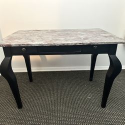 🚨 MOVING SALE! Luxury DESK - Solid Polished Stone Top & Black Wood Base - 42" Wide