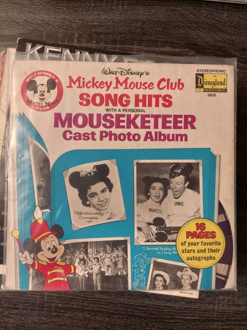 Vinyl Record LP Album Mouseketeer Song Hits Mickey Mouse Club Walt Disney