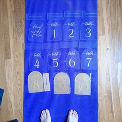 Clear With Gold Writing Table Numbers