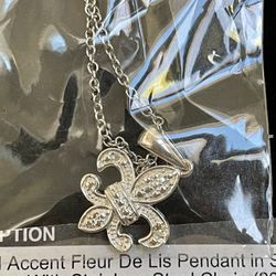 Fleur De Lis Sterling Silver Pendant Necklace