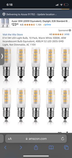 E14 5W LED Light Bulb, 10 Pack, Warm White 3000K, 40W Incandescent Bulb Equivalent, 400LM 52 LED 2835-SMD Light, Not Dimmable, AC 110V