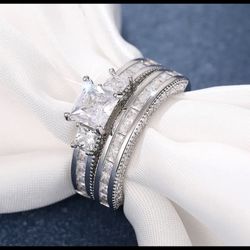 Stunning Princess Cut , Past Present Future 925 Sterling Silver 4.3CT.,  Moissantee
