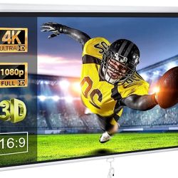 Projector Screen Pull Down 100 Inch 16:9 HD Projection Screen Folding Home Theater Portable Indoor Outdoor Movie Screen