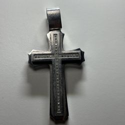 Spartan .20 CT. T.W. Diamond Cross Stainless Steel Pendant