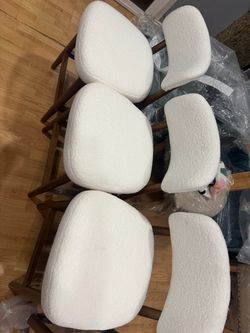 Set of 4Boucle barstools with Wood Frame
