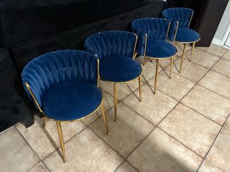 Blue/Gold Velvet Dining Chairs