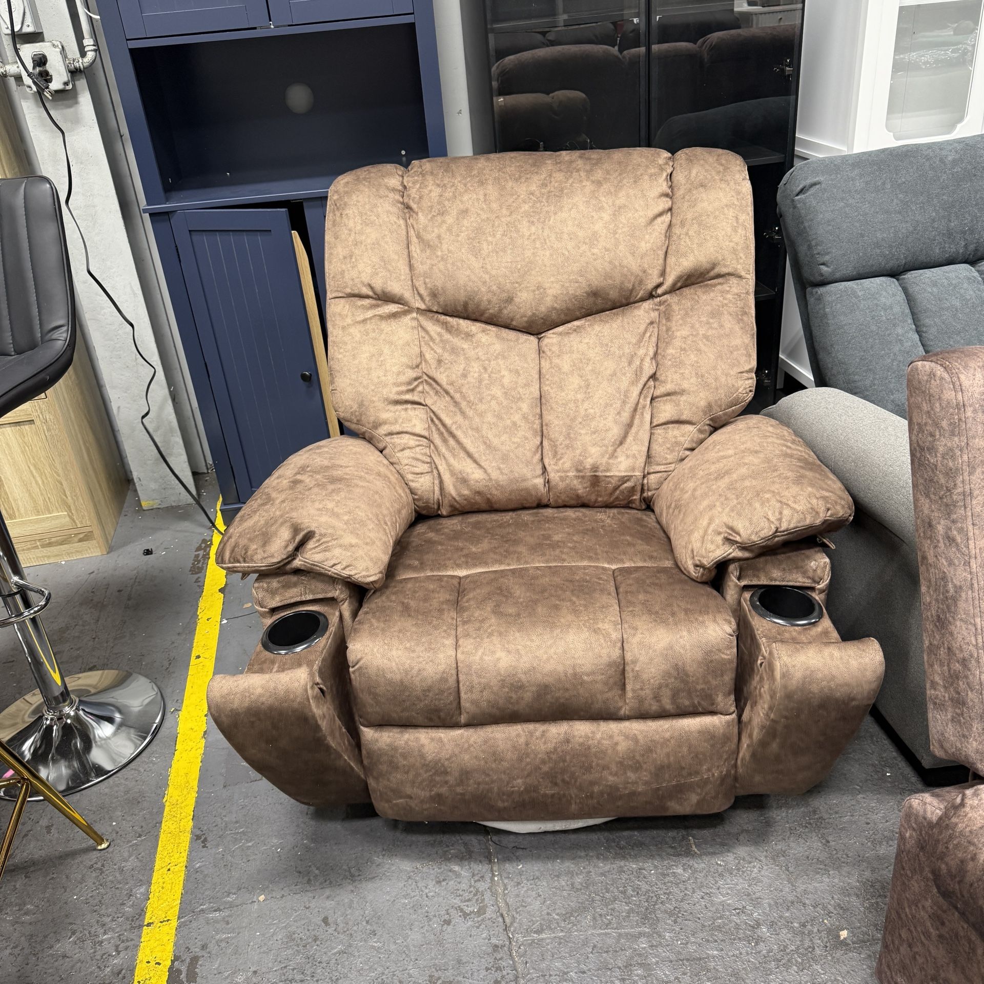 Swivel and Rocking Recliner Chair with Massage and Heating Bonded Leather Sofa