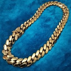 20mm Miami Cuban Link Gold Plated Chain Necklace 18k & 14k Crab Old School Regular Lock 