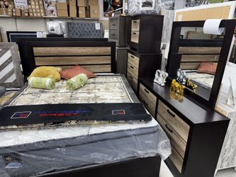 DELIVERY AND INSTALLATION AVAILABLE - 5pc Brown Full Queen and King Bedroom Set (BRAND NEW)