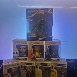 Pokémon & Funko Pop Collection Lot - Rayquaza Select, Rick & Morty, Snoopy
