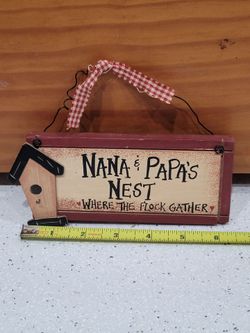 Nana & Papa's Nest Wooden Hanging Sign
