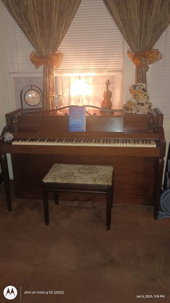Piano Dark Wood With Matching Bench