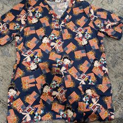Betty Boop Fourth Of July Scrub Top