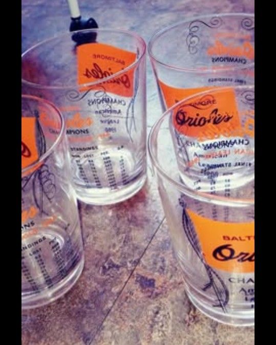 Vtg 1966 Baltimore Orioles baseball World Series Champions drinking glass set of 4
