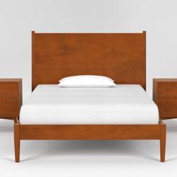 Alton Cherry II Full Wood Platform Bed & Headboard 3 Piece Bedroom Set With 2 Nightstands