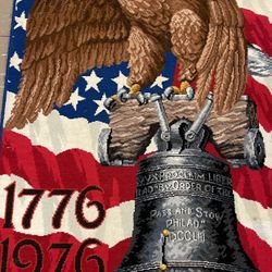 Vintage American Legend Bicentennial 1(contact info removed) Flag Eagle Bell Us Patriotic Rug 