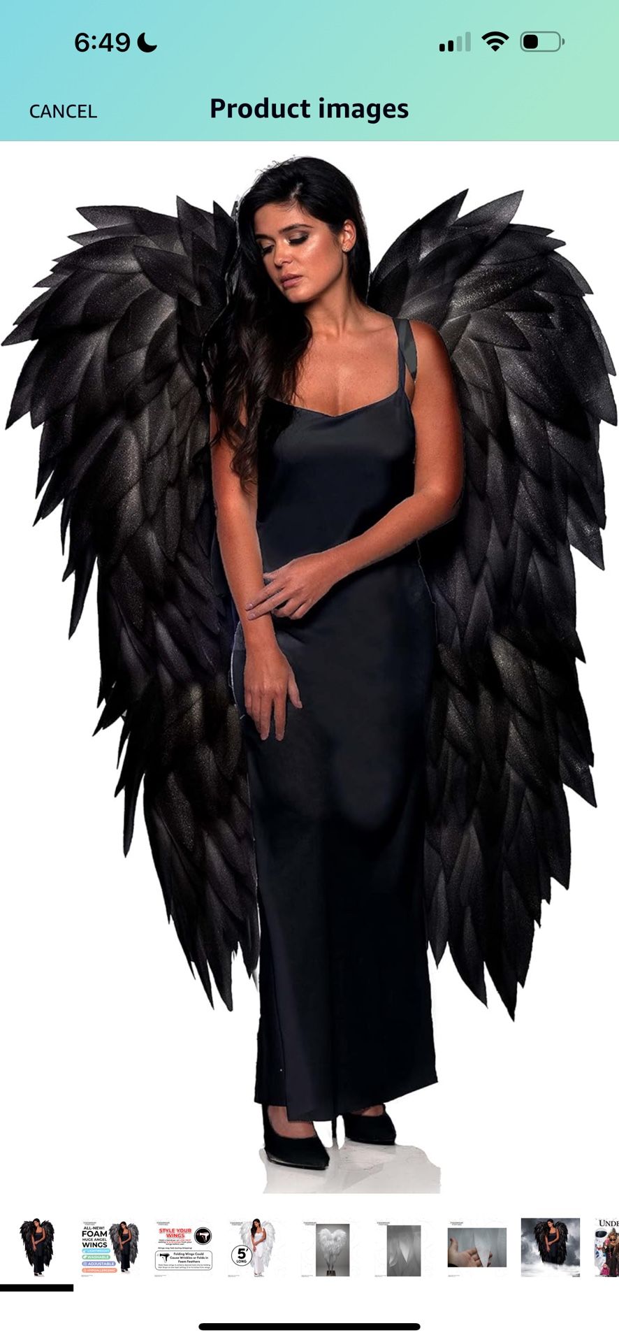 Brand new large huge black angel wings - feather - 5 feet tall Halloween cosplay photo shoots
