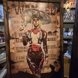 Western Sugar Skull Wanted Art Decor 24x36. 