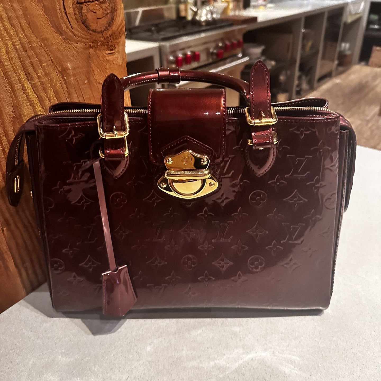 Louis Vuitton Monogram Patent Leather Burgundy Handbag