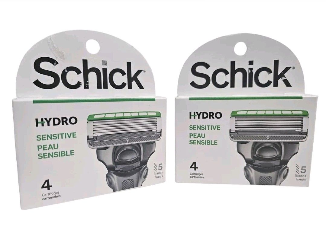 Lot Of 2 Schick Hydro 5 Sensitive Razor Blade Refills Men 8 Cartridges Total 