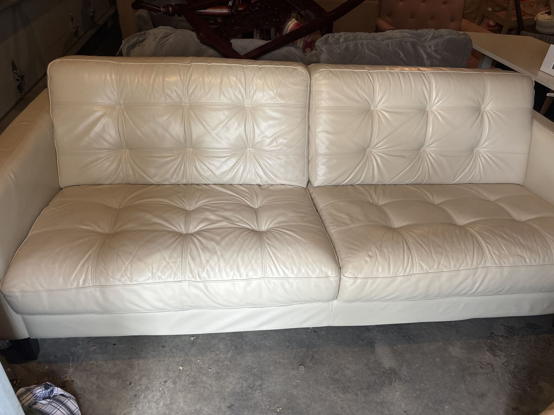 White Leather Macys Couch $150 Firmmmmm