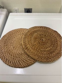Woven Rattan Round Placemats/Chargers (Set of 2)
