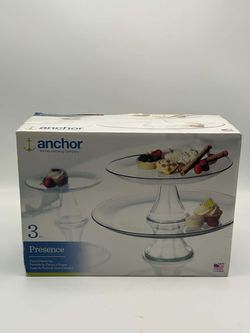 Anchor Hocking Presence Glass 3 Tier Cake Stand Set