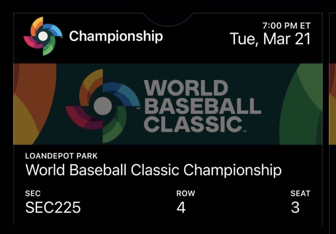 Tickets Available! World Baseball Classic Finals