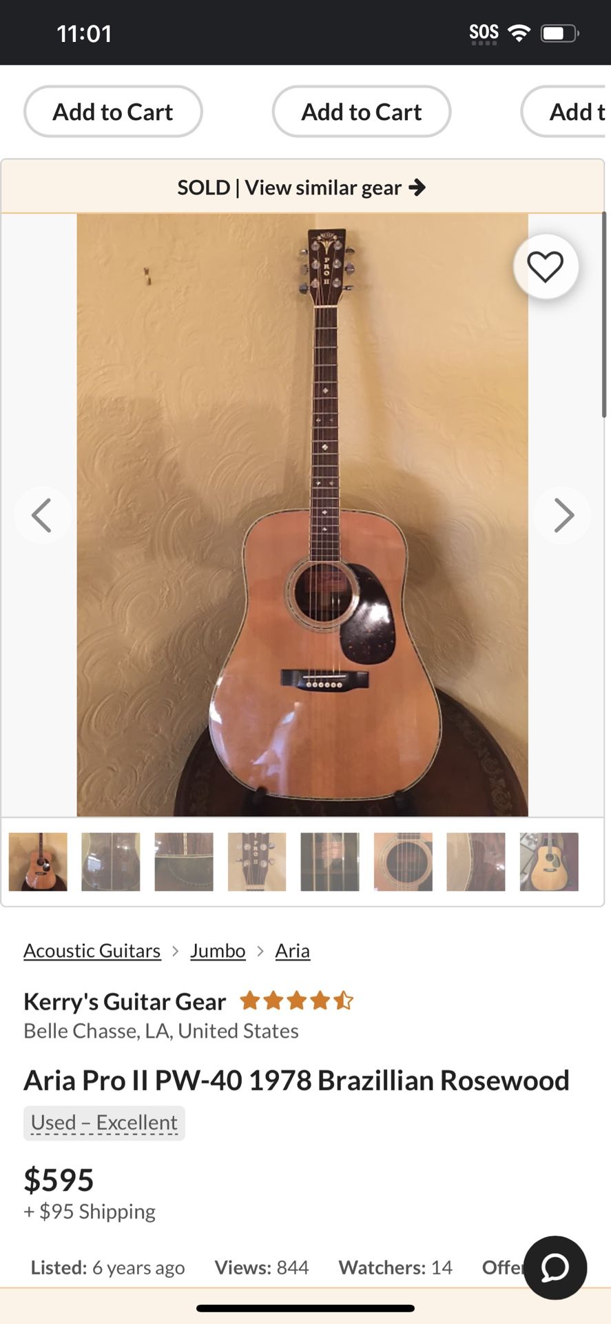 Aria Pro II Pw40 1978 Brazilian Rosewood