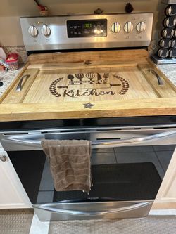 Stove Top Cover , Handmade Wooden Stove Top Cover 30” x 22.5”x 1.5”