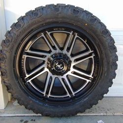 22X10 Motiv Black/Silver Rims & 33 12.50 22 TIS MT Tires *8X6.5* *-19MM Offset*
