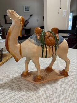 Vintage Sancai Glazed ceramic Camel figurine