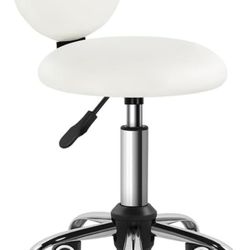 White Stool Chair With Wheels New