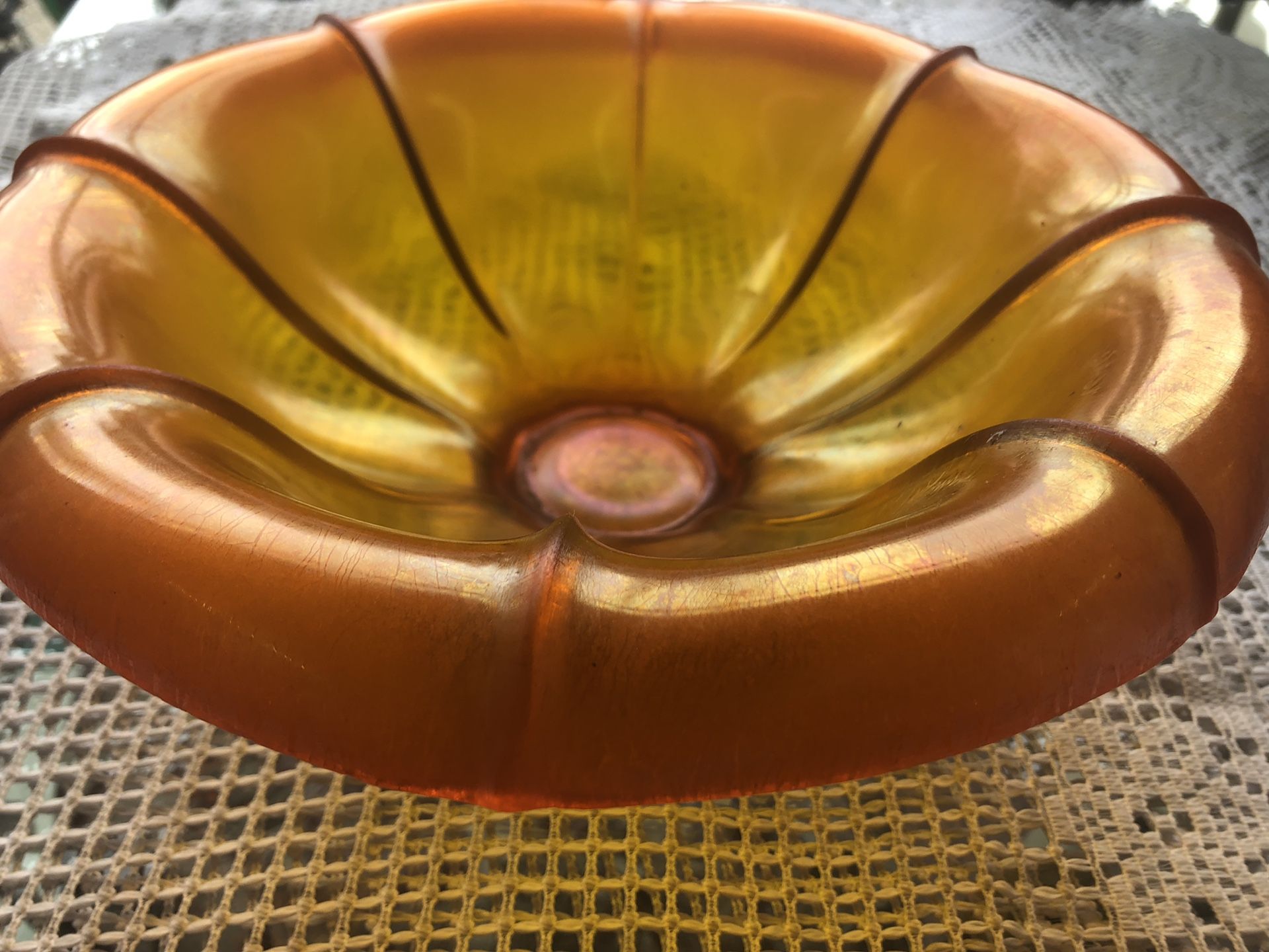 Vintage Fenton carnival glass bowl 10 footed bowl no cracks or chips