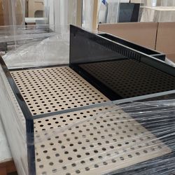 3/4" Rimless 48x24x14 External Frag Tank With Black Back, Black Base, Polished Rounded Edges, Museum Polished Finish And Full Frag Rack