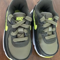 NEW!! Nike Air Max 90 LTR TD Baby Sneaker Medium Olive Volt Black Leather P  