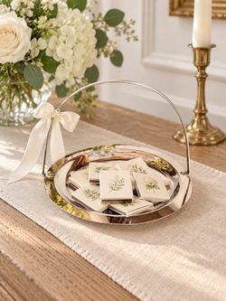 Silver Round Tray with Arch Handle
