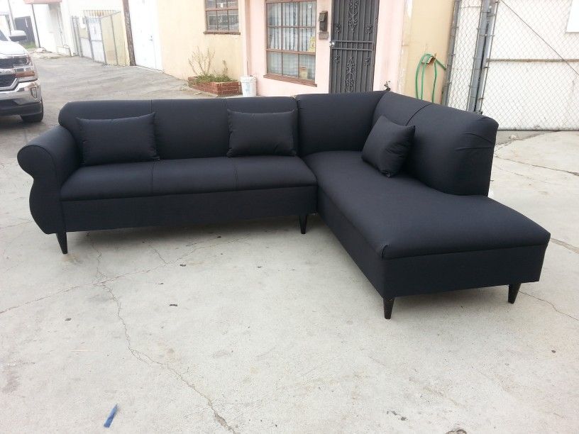 NEW 9X7FT ELITE BLACK FABRIC SECTIONAL COUCHES